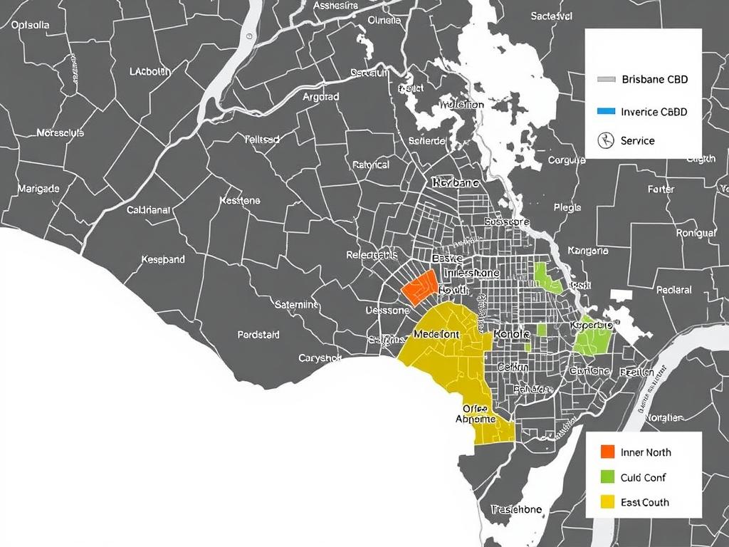 Map showing Invision Property's service areas across Brisbane regions Map showing Invision Property's service areas across Brisbane regions